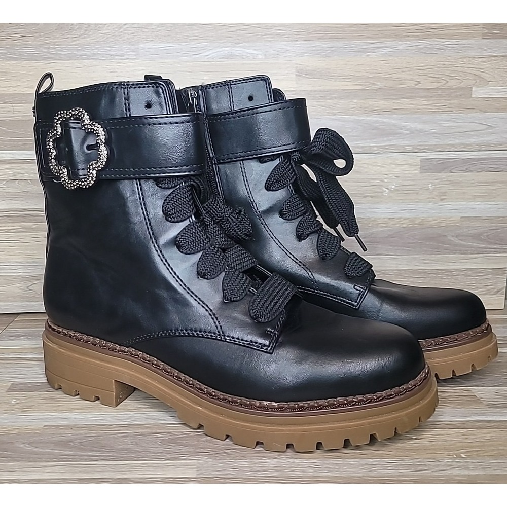 Sam & Libby Samantha Embellished Combat Boots Chunky Goth Y2K Women's Size 11 - Picture 2 of 14